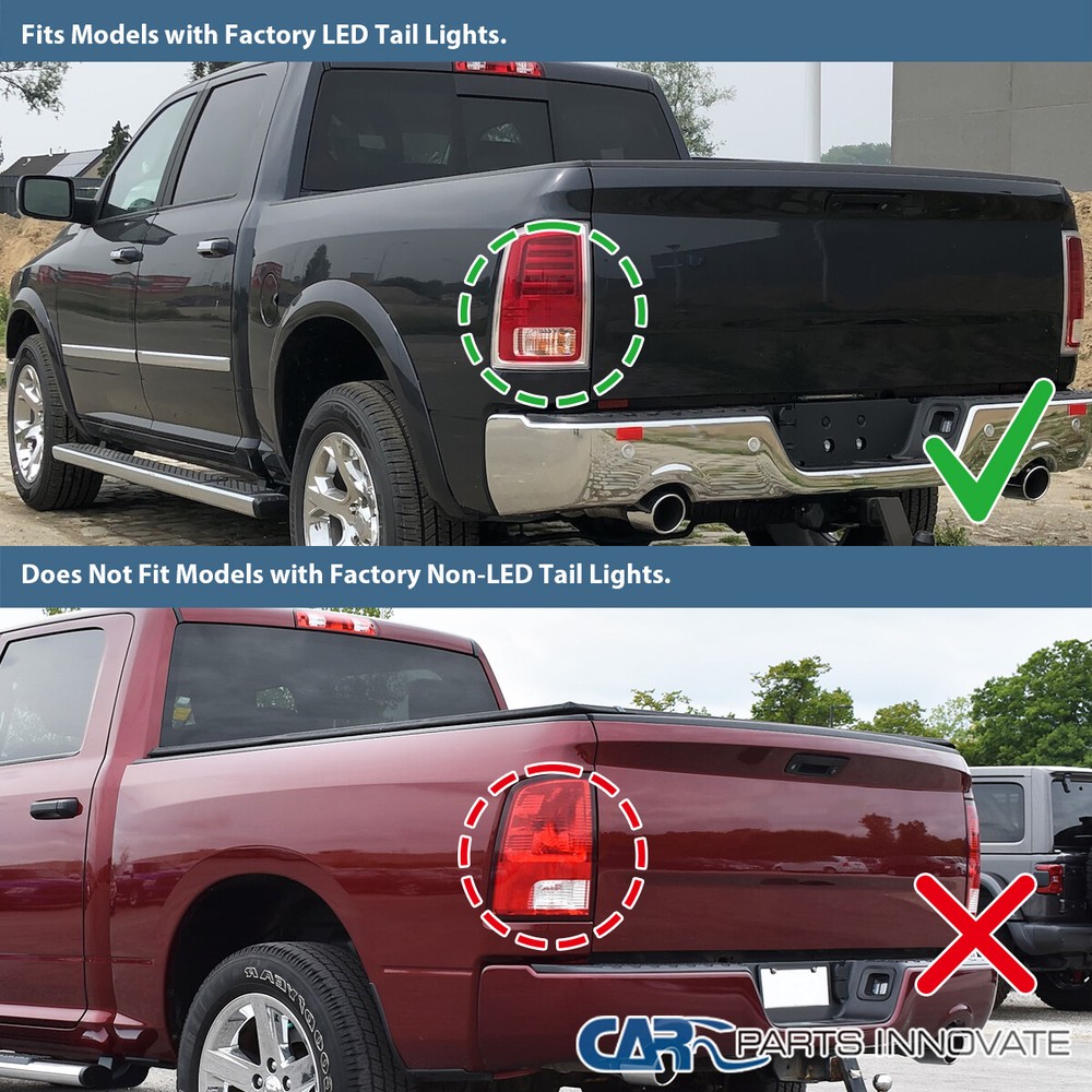 Fits 2013-2018 Ram 1500 2500 3500 Black/Smoke LED Tail Lights Sequential Signal