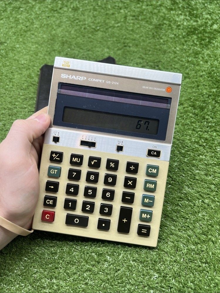 Sharp Compet QS-2124 Calculator Solar Powered Large Tested & Works. H