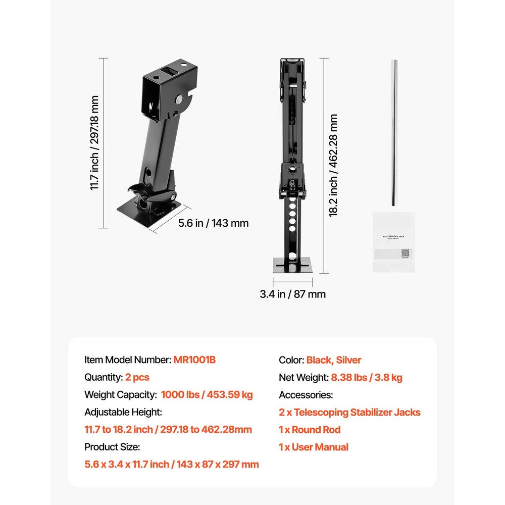 Uimoso Telescoping Stabilizer Jack 2PCS Swing Down Support for RV Trailer