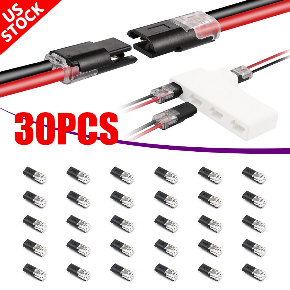 30PCS Double-Wire Plug-in Cable Snap Connector Terminal Block w/ Locking Buckle