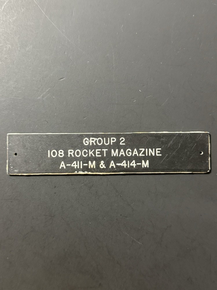 WW2 Vintage Anti Submarine Group 2 108 Rocket Magazine Data Plate