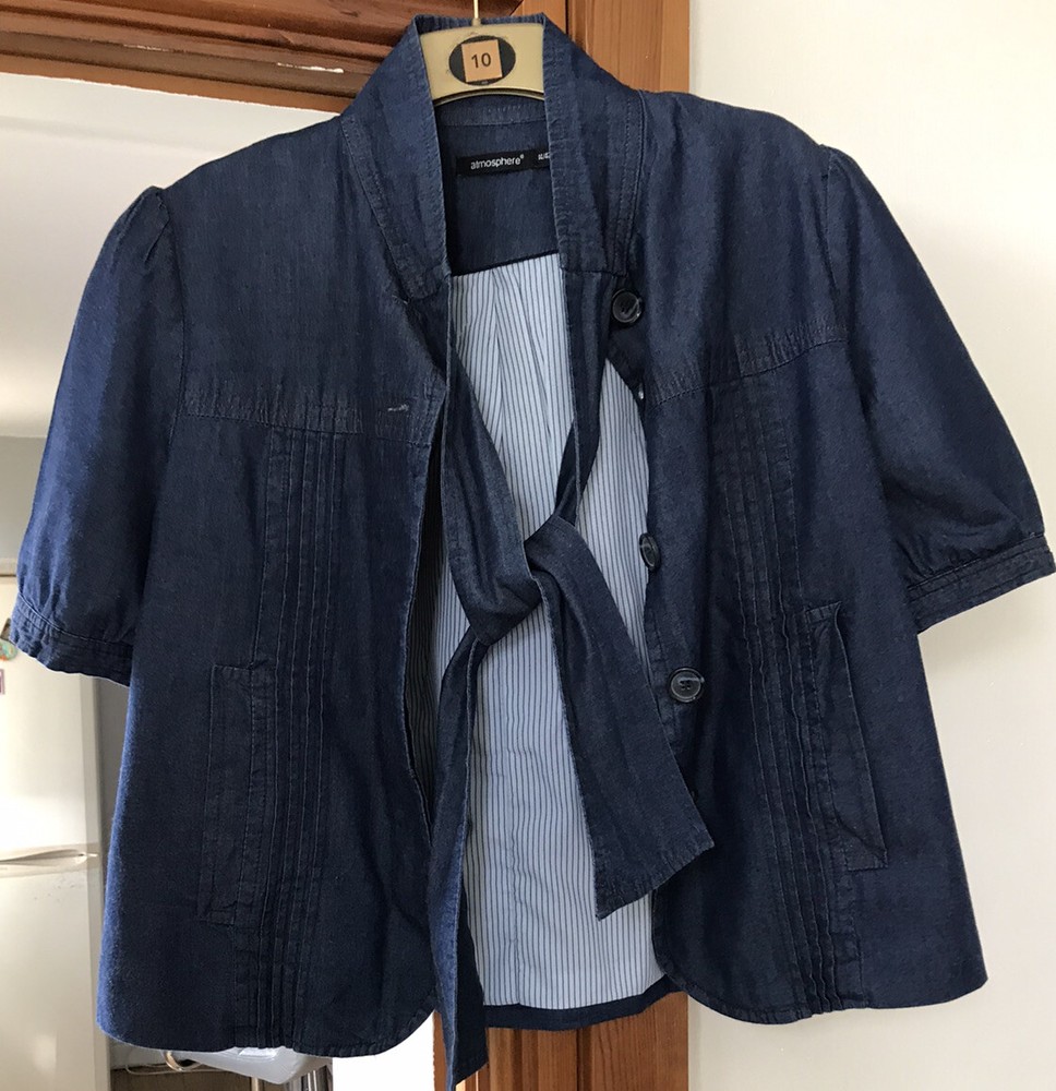 ATMOSPHERE LADIES DENIM GRANDAD COLLAR FULLY LINED JACKET SIZE 14