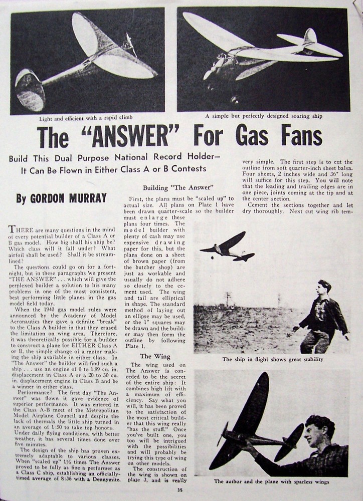 BAY RIDGE TOPPER PLAN + ORIGINAL BUILDING ARTICLE for 44" OT FF Model Airplane