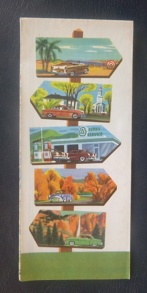 1954 New Jersey road map Cities Service gas