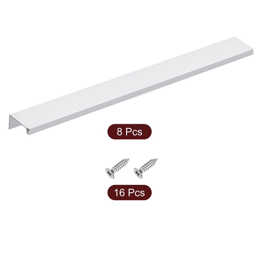 Cabinet Edge Finger Pull, 8pcs 300mm / 11.81" Hidden Cabinet Pulls, Silver