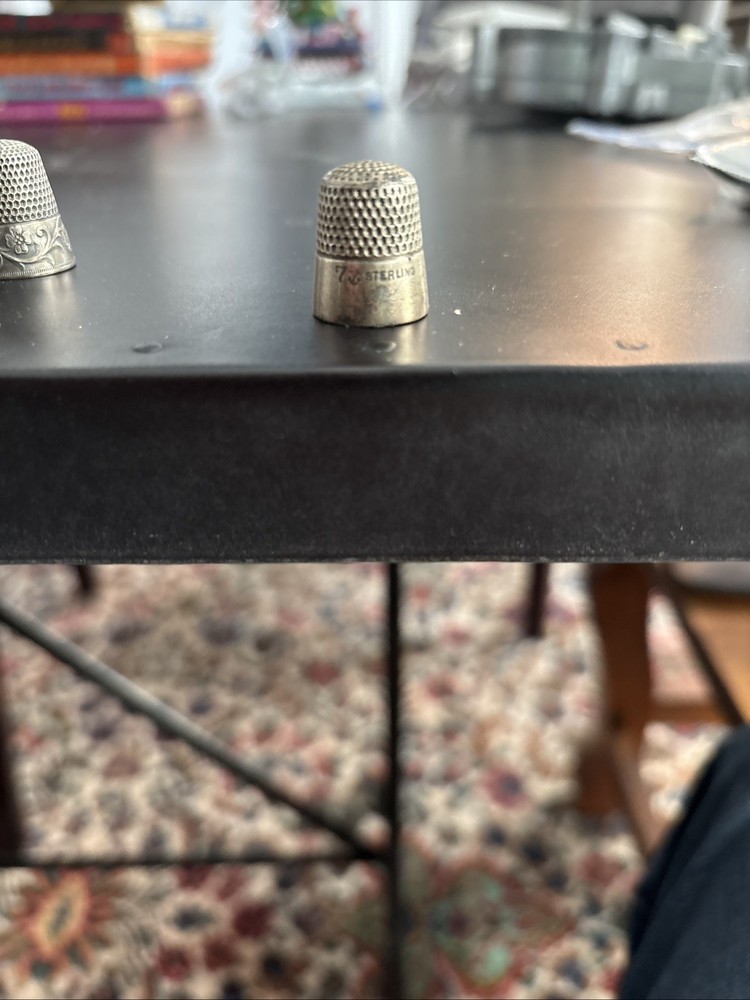 4 SILVER THIMBLES ~ STERLING with FLOWER ~