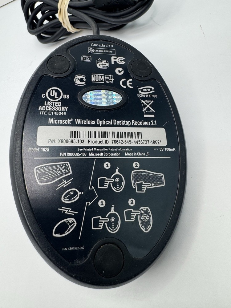 Microsoft 1028 Black Wireless Desktop Optical Desktop Receiver 2.1
