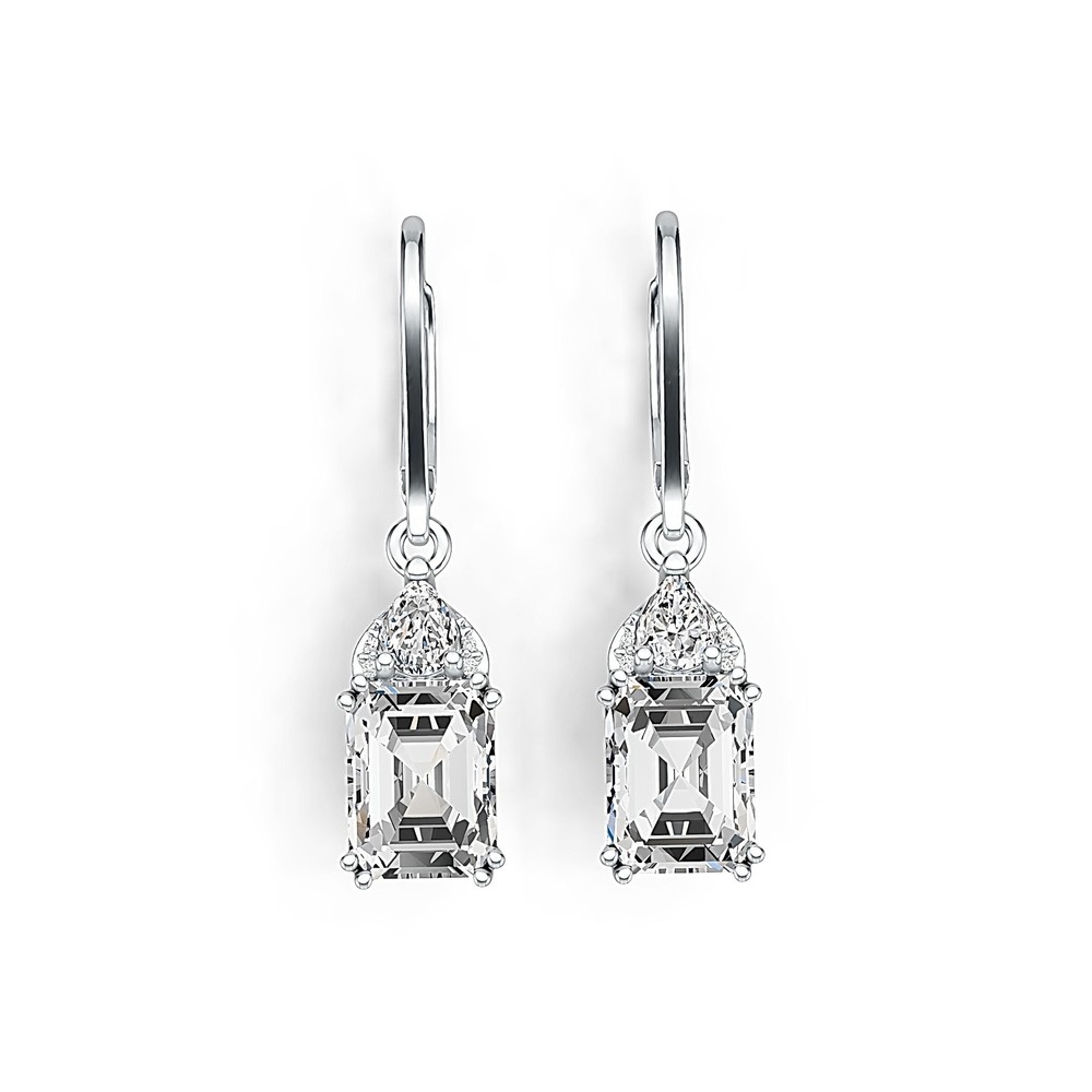 Sterling Silver Semi Mount Earrings Setting Emerald OCT 8X6mm