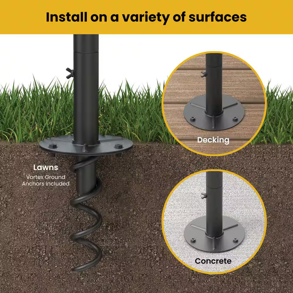 2-Pack 9 Ft. String Light Poles for Hanging Lights, Matte Black