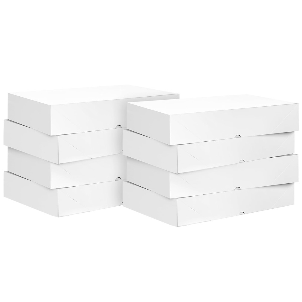 8 Pack Large Gift Boxes with Lids, 17 x 11 x 4 Inches Extra Deep White Gift B...