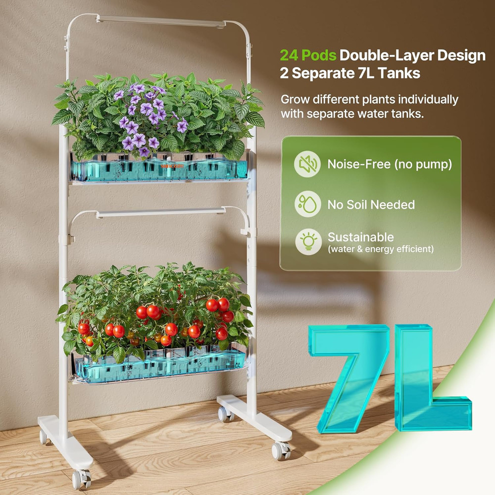 2-Tier Hydroponic Growing System with Smart Controller and Full Spectrum Lights