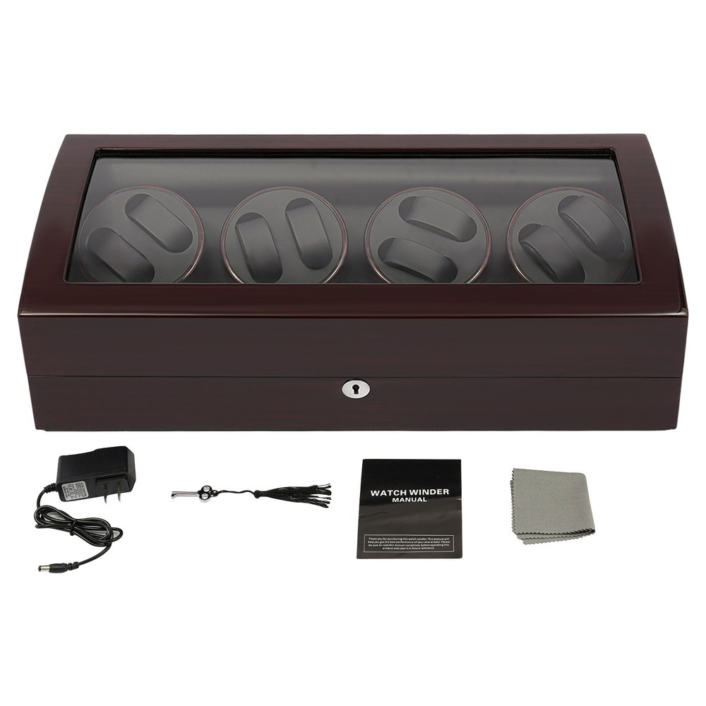 Black Automatic Watch Winder 8+9 Display Case Silent Watch Storage Box W 5 Modes