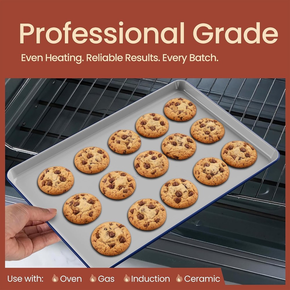 8-Piece Stackable Bakeware Set Ceramic Non-Stick Coating Baking Sheets Durable