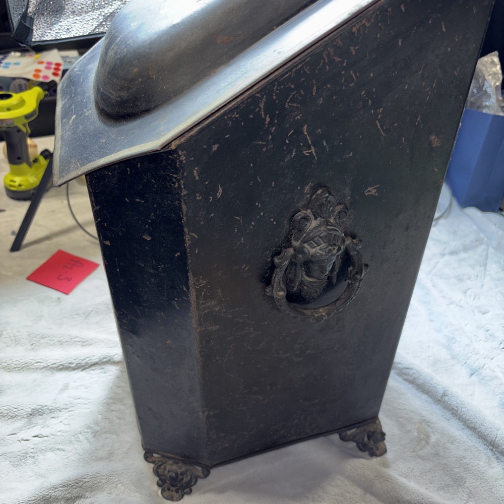 19th French Decorative Painted Coal container – Antique Charming Storage
