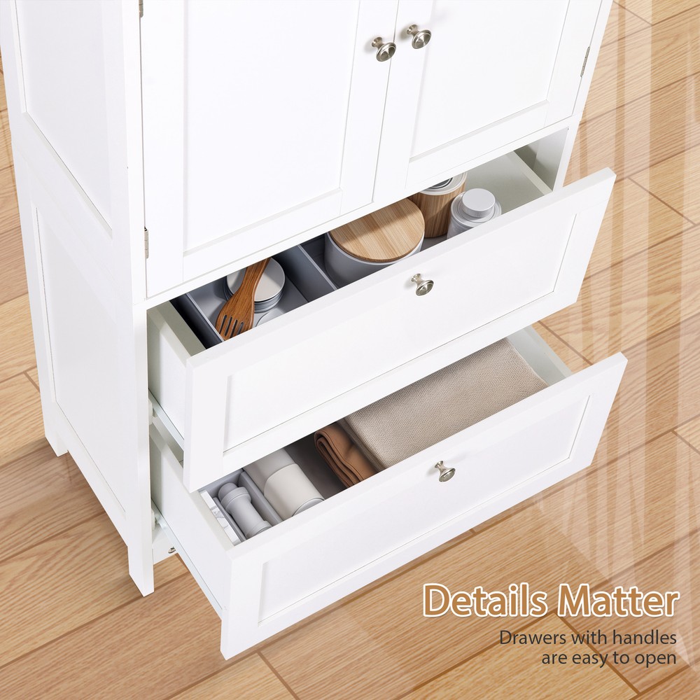 Storage Floor Cabinet Freestanding Entryway Storage Unit Console Table White