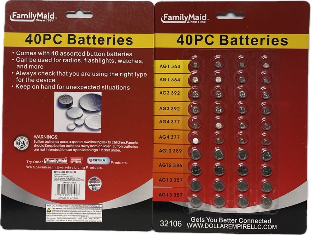 2x 40 pc Assorted ALKALINE Button Coin Battery Cell Watch Calculator Flashlight