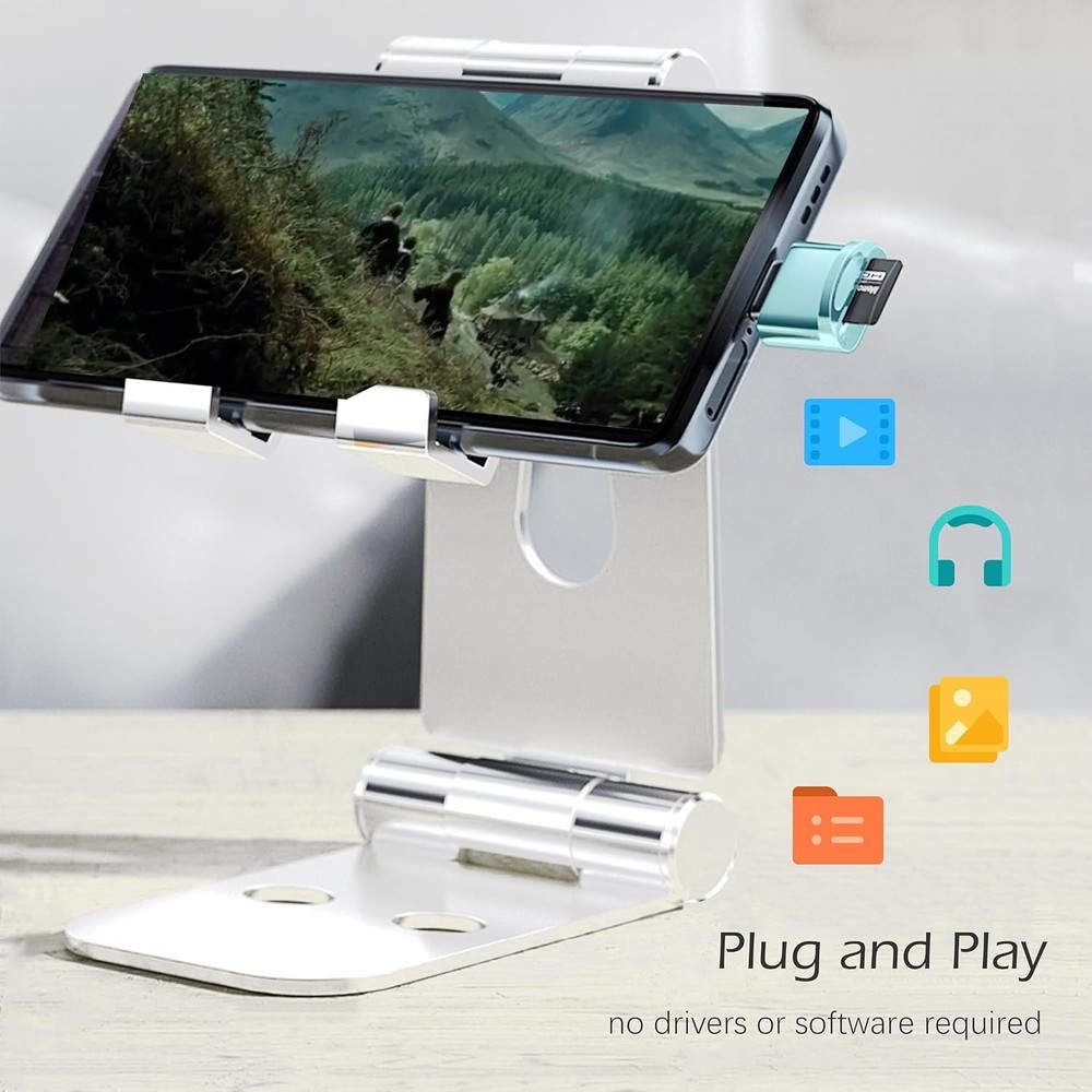 USB C Micro SD Card Reader for Android Phone, Camera, Laptop with Keychain, Mini