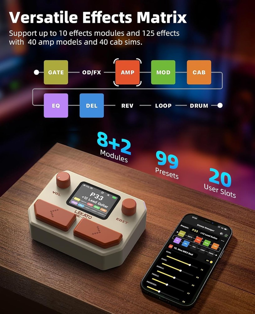 New Guitar Modeling IR Cabinets Multi-Effects Pedal Stereo 125 Effect Processor