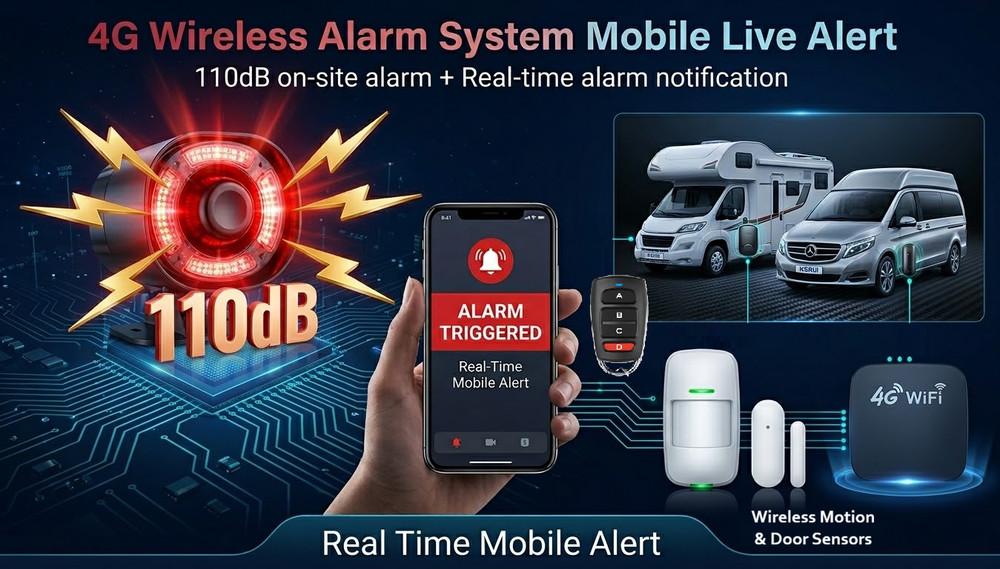 RV-Camper-Van-Car Alarm Security System Wireless Motion Sensor Mobile Live Alert