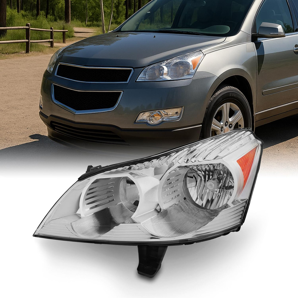 - Fits 2009 2010 2011 2012 Chevy Traverse Headlight Headlamp Direct Replacement