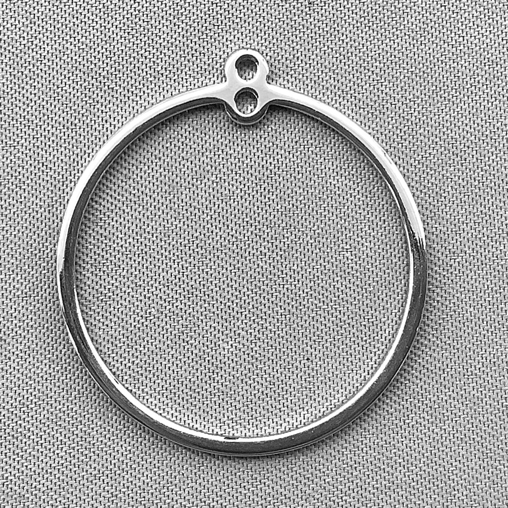 Circle Frame Links Charms 28x25mm Platinum Plated Brass Q8 Per Pkg