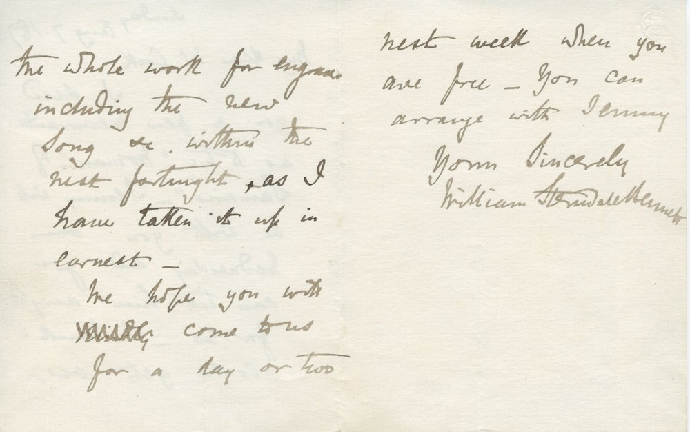 STERNDALE BENNETT, William.: Autograph Letter COMPOSER