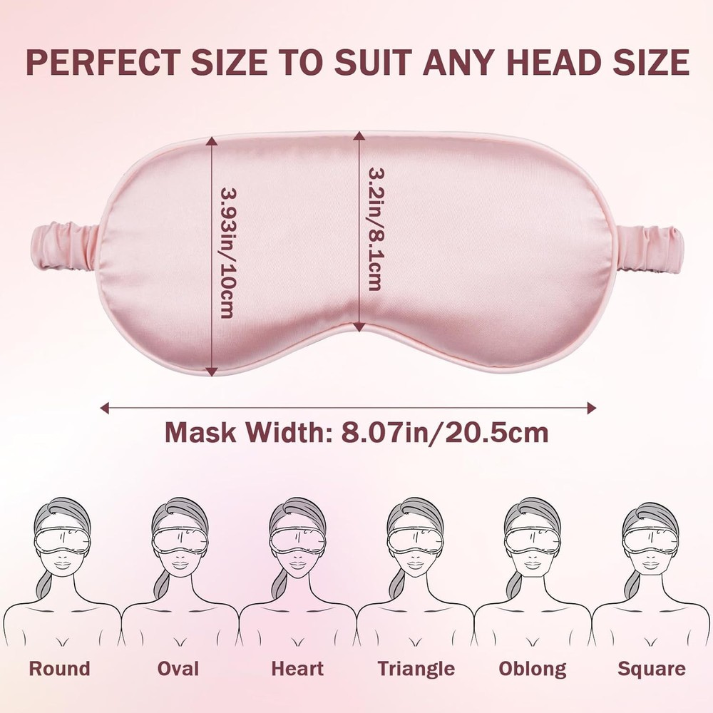 Silk Sleep Mask 2 Pack Blush Pink Black Adjustable