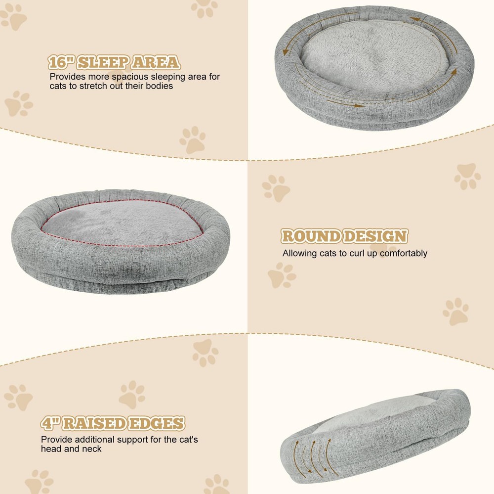 Cat Bed - with 360 Rotation & Adjustable Height - Soft & Comfortable - Indoor