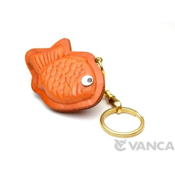 Fish Shaped Pancake Leather Keychain(L)