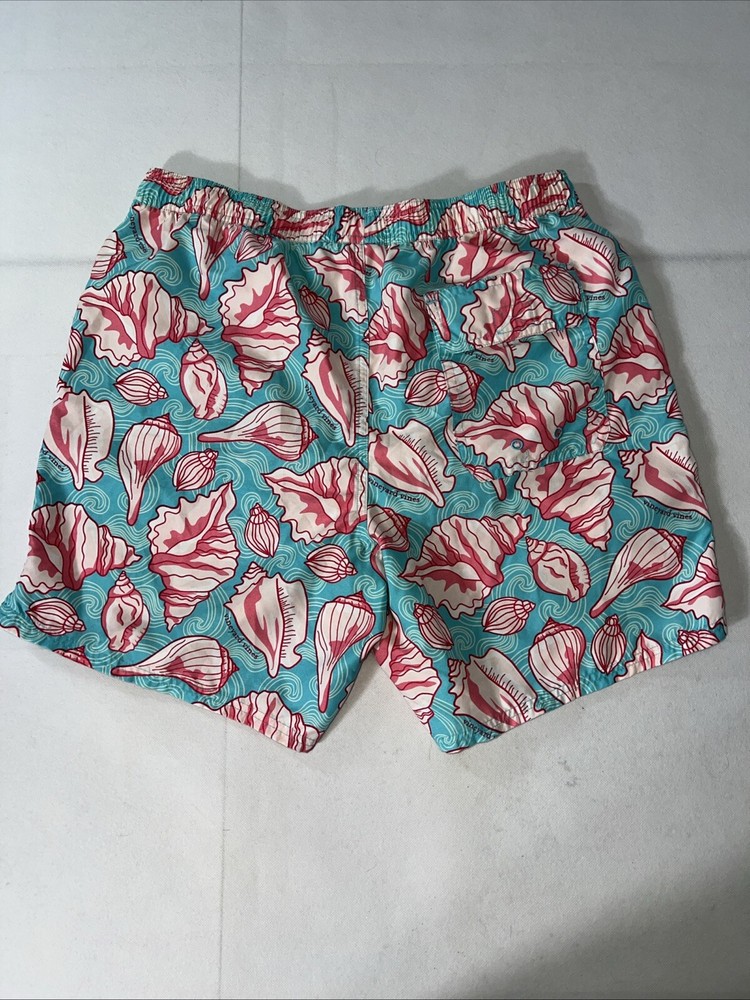 Vineyard Vines Men’s Swim Trunks Medium Blue With Conch Shells Draw Strings