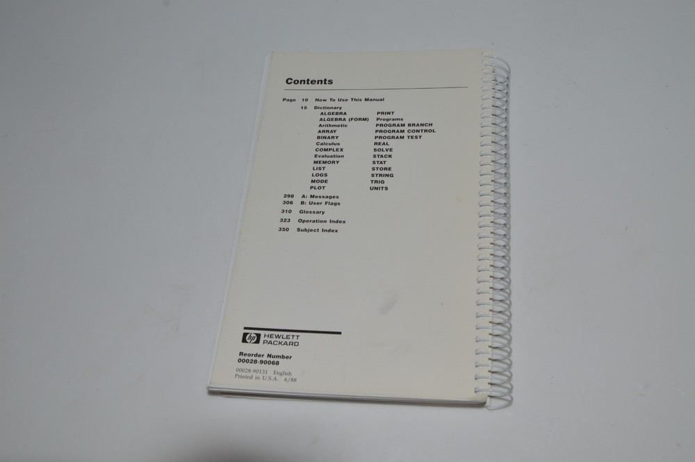 *CF*Hewlett-Packard HP-28S Advanced Scientific Calculator Ref. Manual(STG94)