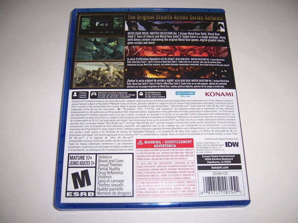 Replacement Box Case ONLY Metal Gear Solid Collection PlayStation PS5 AUTHENTIC