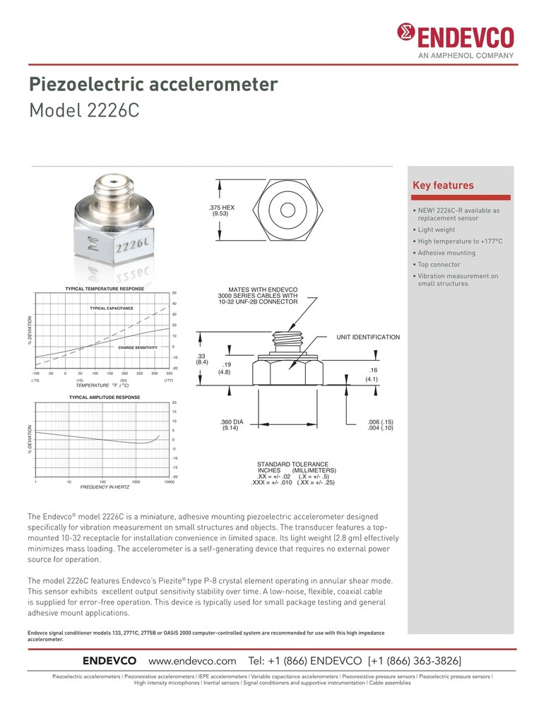 Endevco Accelerometer Vibration Test Sensor Model 2226