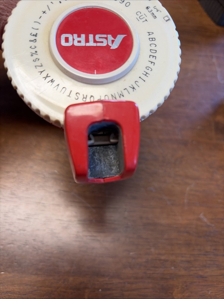 Vintage ASTRO Red Compact Model Handheld Rotary Label Maker Embosser