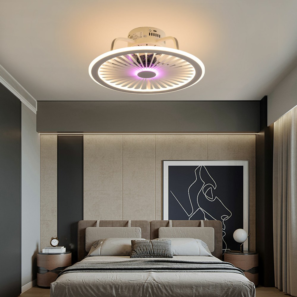 Ceiling Fan Light 48W Dimmable LED Light Flush Mount Lamp Remote Control,Timing