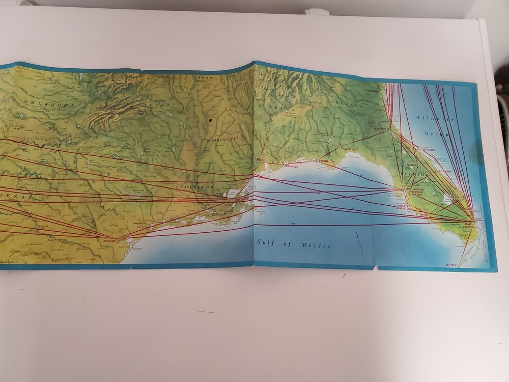 Vintage Original National Airlines System Route Map