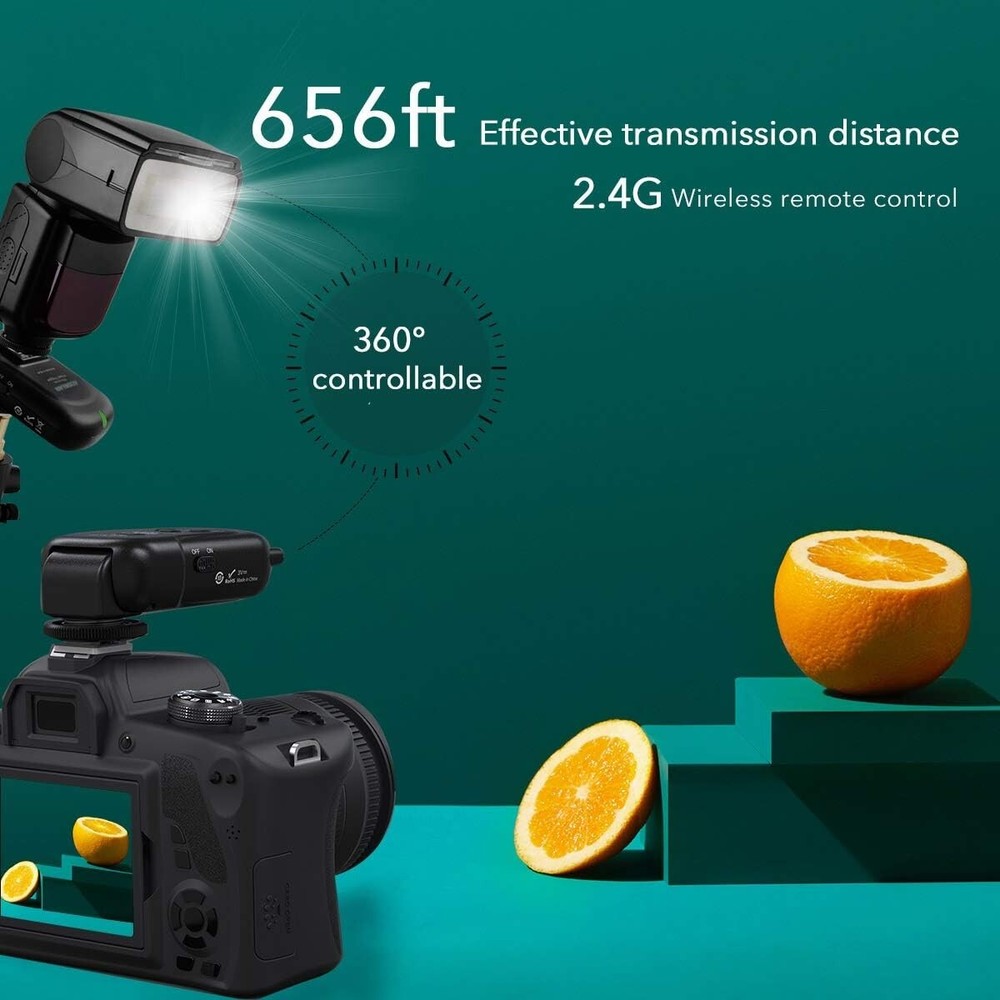 Wireless Flash Trigger Set - 200m Range, 8 Channels for Speedlite & Cameras