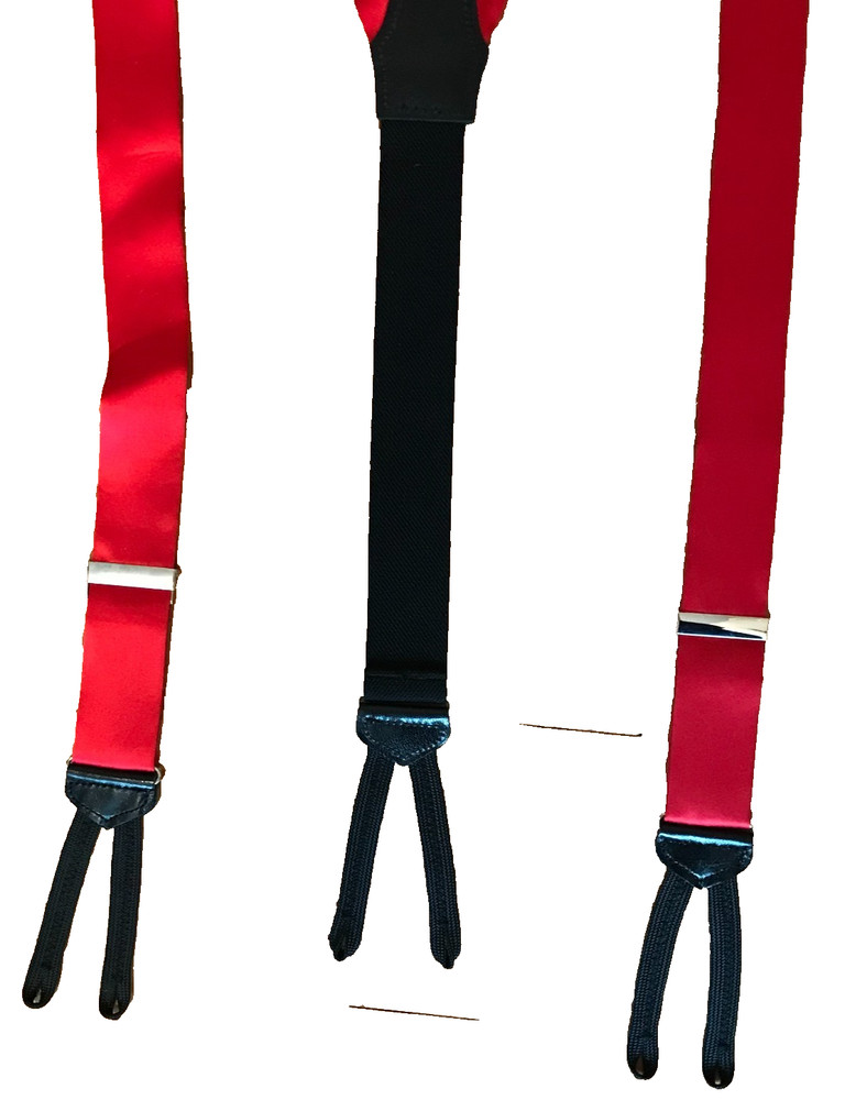 Men’s Suspenders Red Satin Pleather