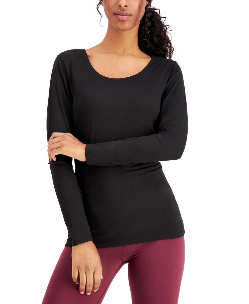 32 Degrees Women's Base Layer Scoop Neck Top Black