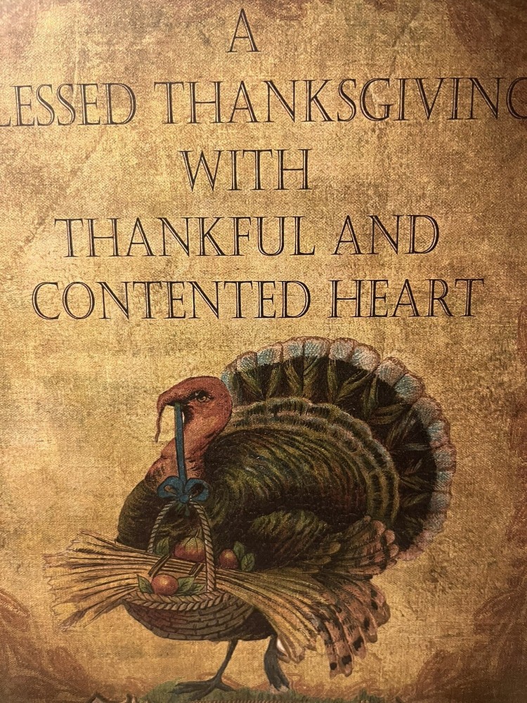 Blessed Thanksgiving Turkey, Rustic, Prim Handcrafted CANVAS Sign