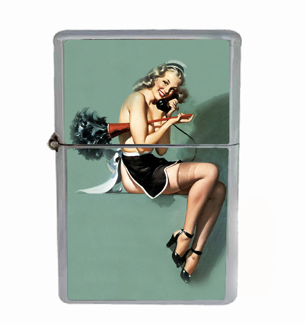 Pin Up Maid Rs1 Flip Top Oil Lighter Wind Resistant
