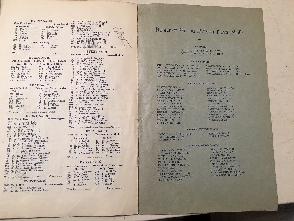 Antique 1917 Connecticut Second Division Naval Militia Athletic Meet Program