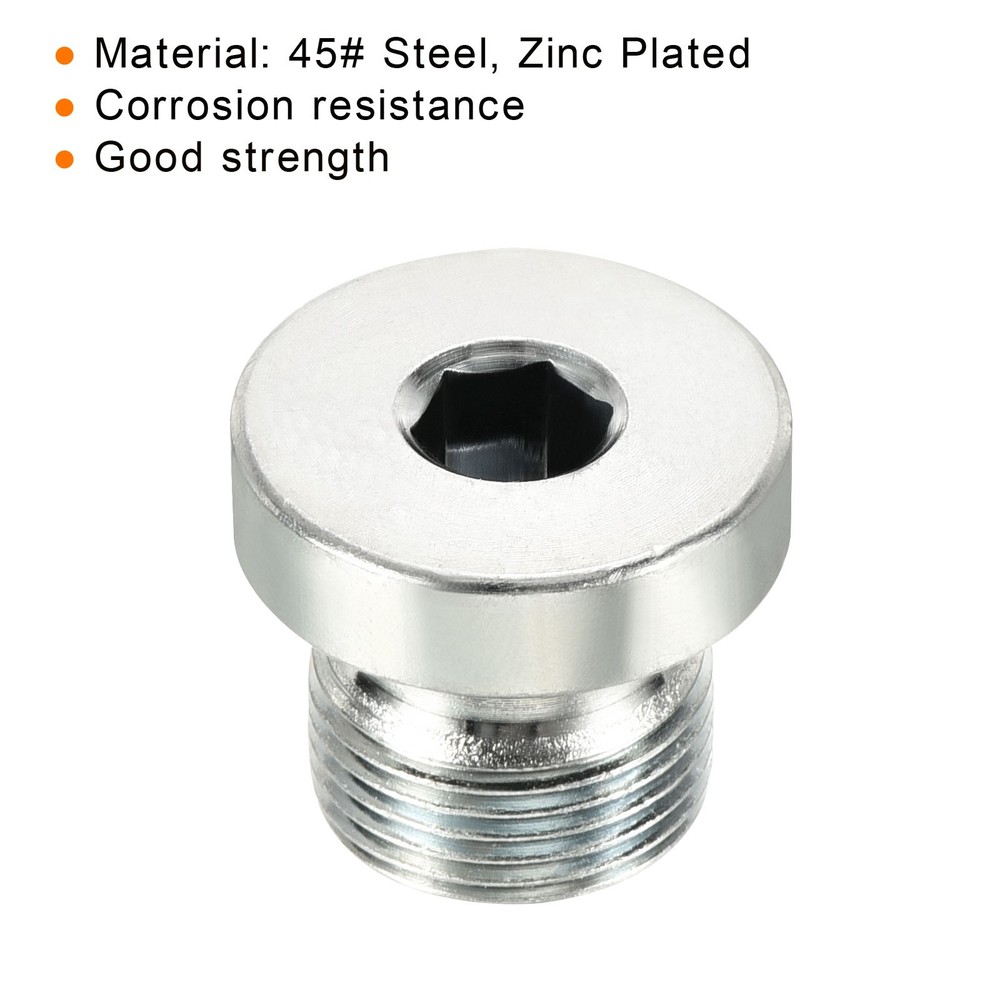 M14*1 Hex Head Pipe Fitting Plug, Male Thread 45# Steel Plug