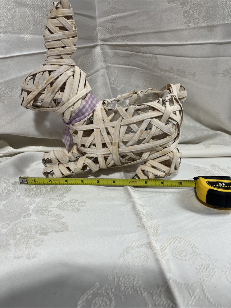 Ivory Wicker Easter Bunny Planter With Bow
