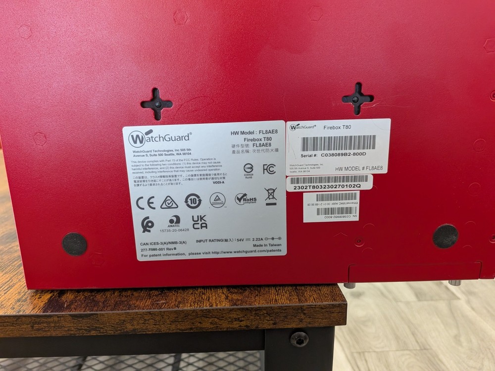 WatchGuard Firebox T80 w/ Power Adapter - Tested