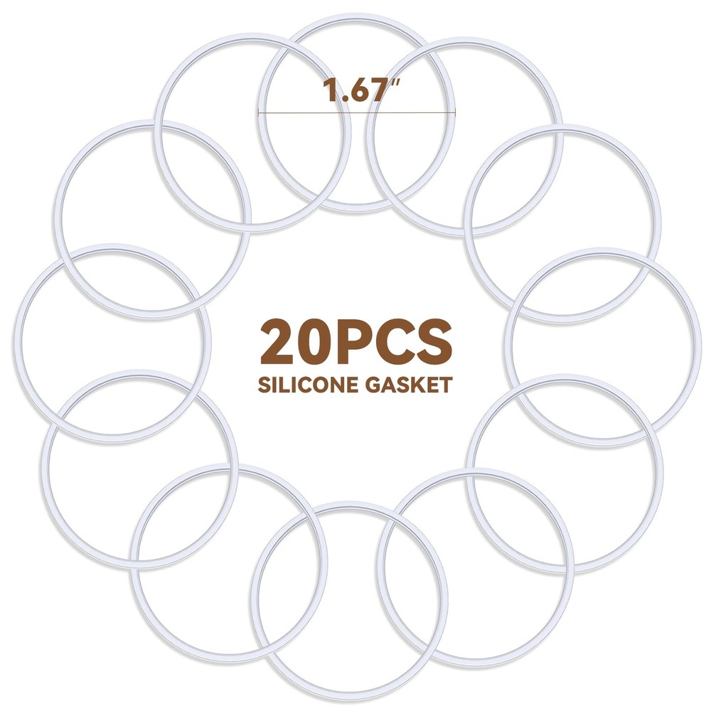 CAPMESSO 20 Pack Rubber Gasket for Reusable K Cups 20 Gaskets, White