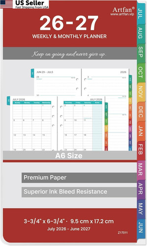 2026-2027 Planner Refills - from JULY 2026 - Red