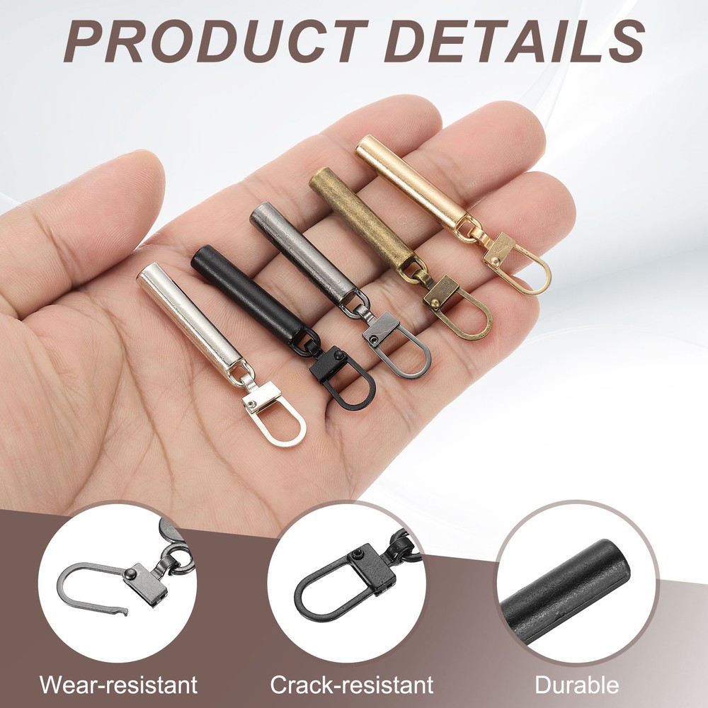 16 Pcs Zipper Pull, 1.77 Inch Metal 8 Type Zip Puller Zipper, Bronze