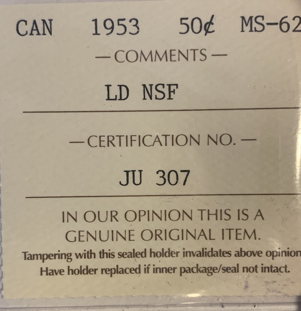 1953 NSF LD Canada 50 cents - Silver
