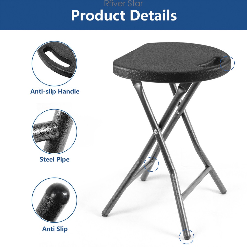 Folding Stool Chairs （Set of 2）,Small Folding Skinny Stools with Handle